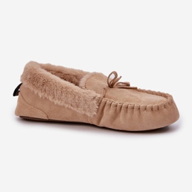 Mocasines de las mujeres con pelaje beige 4