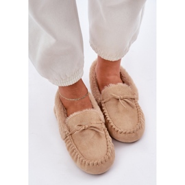 Mocasines de las mujeres con pelaje beige 5