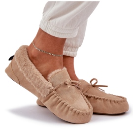 Mocasines de las mujeres con pelaje beige 6
