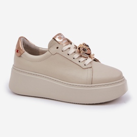 Zapatillas de cuero para mujeres chebello 4411 beige ligero 4