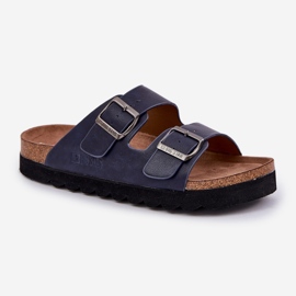 Zapatillas para hombres livianas con hebillas de cuero ecológica Big Star nn174530 azul marino 6