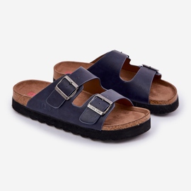 Zapatillas para hombres livianas con hebillas de cuero ecológica Big Star nn174530 azul marino 1