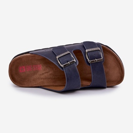 Zapatillas para hombres livianas con hebillas de cuero ecológica Big Star nn174530 azul marino 2
