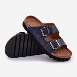 Zapatillas para hombres livianas con hebillas de cuero ecológica Big Star nn174530 azul marino 3