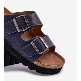 Zapatillas para hombres livianas con hebillas de cuero ecológica Big Star nn174530 azul marino 4