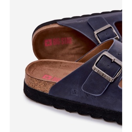 Zapatillas para hombres livianas con hebillas de cuero ecológica Big Star nn174530 azul marino 5