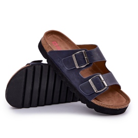 Zapatillas para hombres livianas con hebillas de cuero ecológica Big Star nn174530 azul marino 7