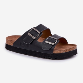 Zapatillas para hombres livianas con hebillas de cuero ecológica Big Star NN174531 Negro 5