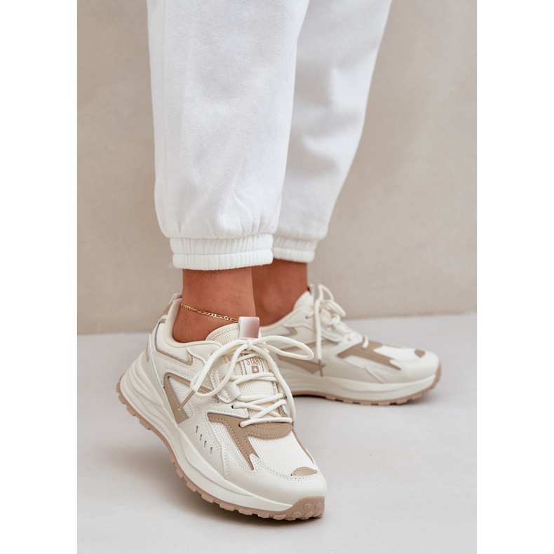 Big Star Zapatos deportivos femeninos grandes estrellas nn274a096 sistema beige de alta polisura 2