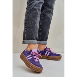 Zazoo N1068S4 Suchadoras de ante mujeres en la plataforma Dark Violet púrpura 2