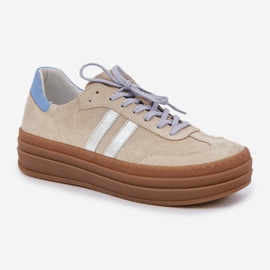 Zazoo N1068S4 Suchadoras de ante mujeres en la plataforma beige 5