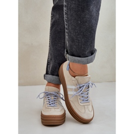 Zazoo N1068S4 Suchadoras de ante mujeres en la plataforma beige 6