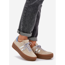 Zazoo N1068S4 Suchadoras de ante mujeres en la plataforma beige 1