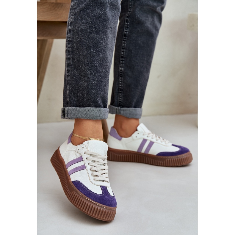 Zazoo N1068S6 Cuero de zapatillas de deporte para mujeres en la plataforma White blanco 2