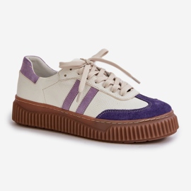 Zazoo N1068S6 Cuero de zapatillas de deporte para mujeres en la plataforma White blanco 4