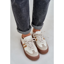 Zazoo N1068S6 Cuero de cuero Low Women's Sneakers en la plataforma beige 6