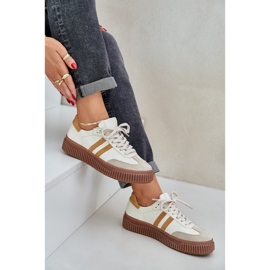Zazoo N1068S6 Cuero de cuero Low Women's Sneakers en la plataforma beige 7