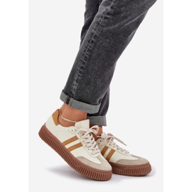 Zazoo N1068S6 Cuero de cuero Low Women's Sneakers en la plataforma beige 1