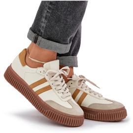 Zazoo N1068S6 Cuero de cuero Low Women's Sneakers en la plataforma beige 10