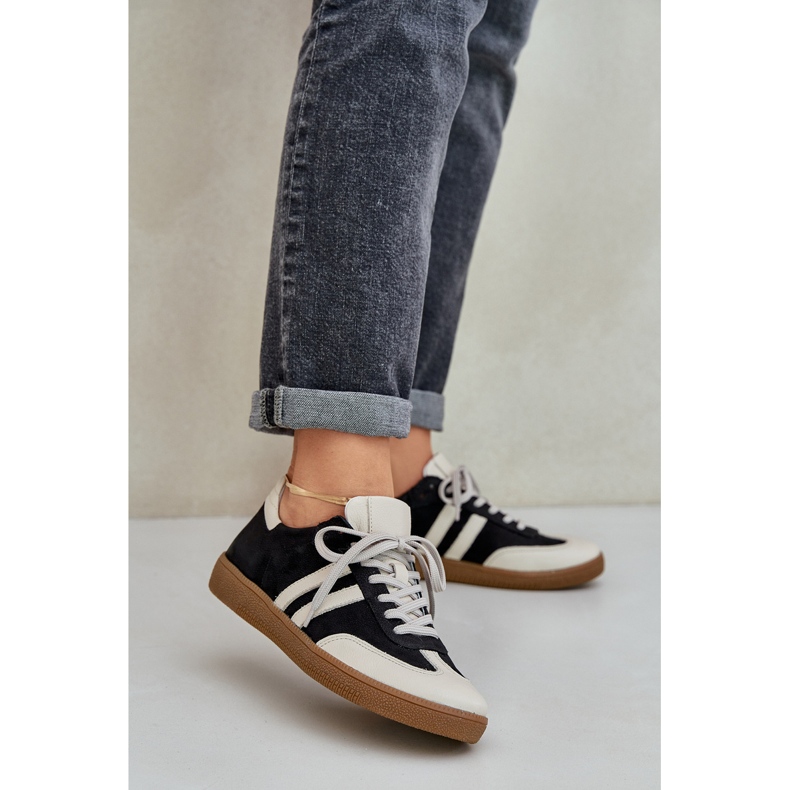 Zazoo N1068 Feates de cuero Low Women's Black Sneakers negro 2