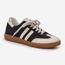 Zazoo N1068 Feates de cuero Low Women's Black Sneakers negro 4