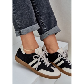 Zazoo N1068 Feates de cuero Low Women's Black Sneakers negro 8