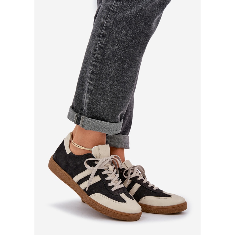 Zazoo N1068 Feates de cuero Low Women's Black Sneakers negro 1