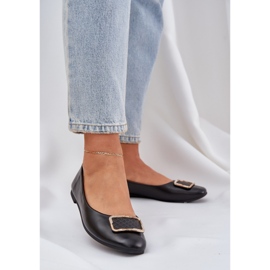 Ballerinas de cuero ecológicas con una decoración negra negro 2 Ballerinas de cuero ecológicas con una decoración negra negro 2