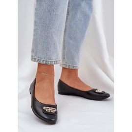Bailarinas en una suela plana con una decoración negra negro 2 Bailarinas en una suela plana con una decoración negra negro 2