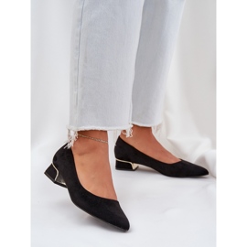 Bombas con tacones bajos y dedos puntiagudos negros 2 Bombas con tacones bajos y dedos puntiagudos negros 2