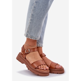 Sandalias para mujeres en la plataforma Camel marrón 1