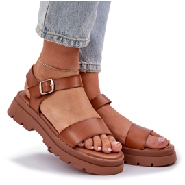 Sandalias para mujeres en la plataforma Camel marrón 8