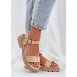 Sandalias de mujeres en la plataforma beige 3