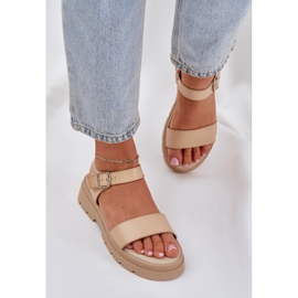 Sandalias de mujeres en la plataforma beige 6