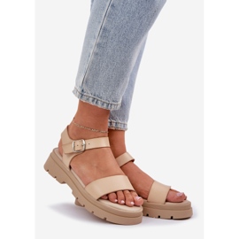 Sandalias de mujeres en la plataforma beige 1