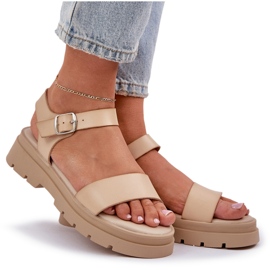 Sandalias de mujeres en la plataforma beige 7