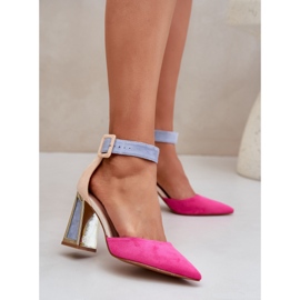 Sandalias en el poste con los dedos puntiagudos fucsia rosado 2