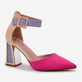Sandalias en el poste con los dedos puntiagudos fucsia rosado 7