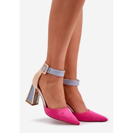 Sandalias en el poste con los dedos puntiagudos fucsia rosado 1