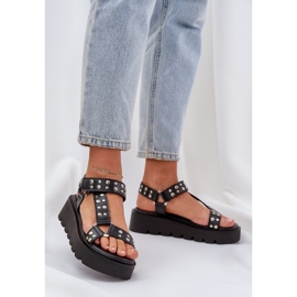 Sandalias decoradas en la plataforma negra negro 2