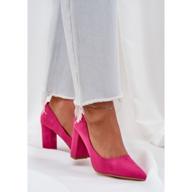Bombas para mujeres en el pilar de ante Eco Fucsia rosado 3