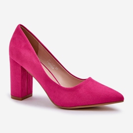 Bombas para mujeres en el pilar de ante Eco Fucsia rosado 4