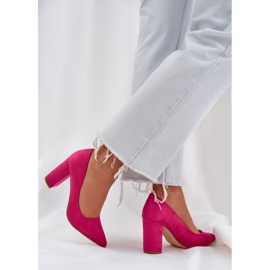 Bombas para mujeres en el pilar de ante Eco Fucsia rosado 6