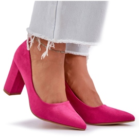 Bombas para mujeres en el pilar de ante Eco Fucsia rosado 7