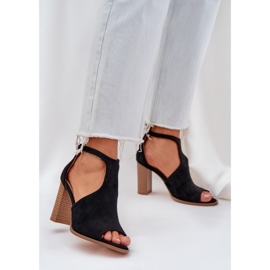 Sandalias en el Eco Suede Post Black negro 2