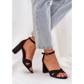 Sandalias en el talón del bar con Eco Suede Black negro 6