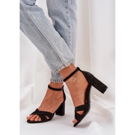 Sandalias en el talón del bar con Eco Suede Black negro 7
