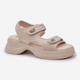 Sandalias livianas de material en la plataforma beige ligera 4