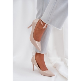 Pintados tacones altos con tostadas puntiagudas beige 5
