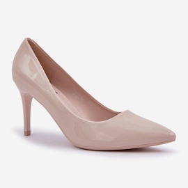 Pintados tacones altos con tostadas puntiagudas beige 4